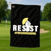 Resist Fight For Hong Kong Yellow Umbrella Movement Golf Towel thumb 1