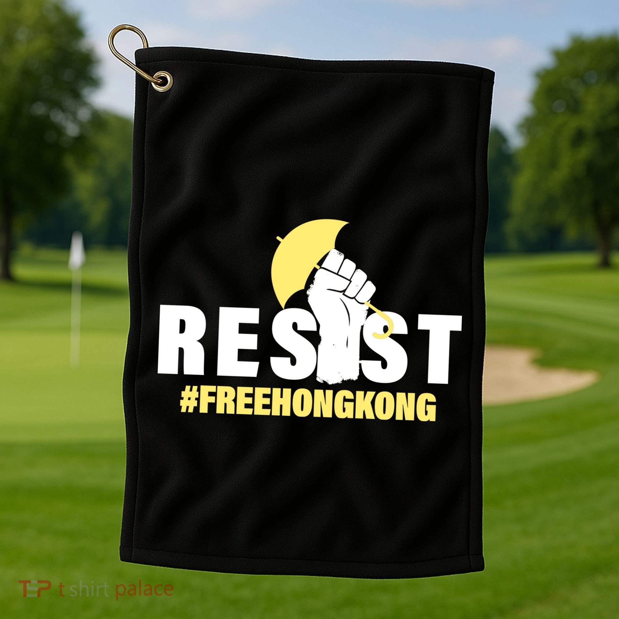 Resist Fight For Hong Kong Yellow Umbrella Movement Golf Towel