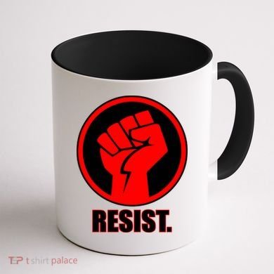 Resist Fist Circle Crest Resistance Anti Trump Coffee Mug back