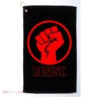 Resist Fist Circle Crest Resistance Anti Trump Golf Towel thumb 0