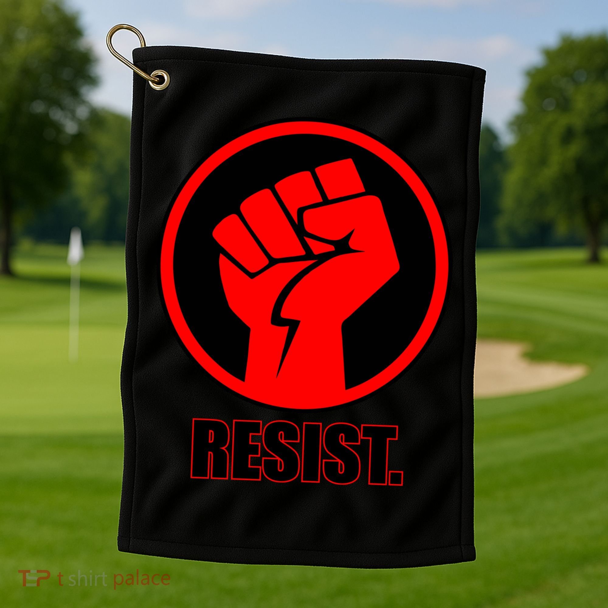 Resist Fist Circle Crest Resistance Anti Trump Golf Towel