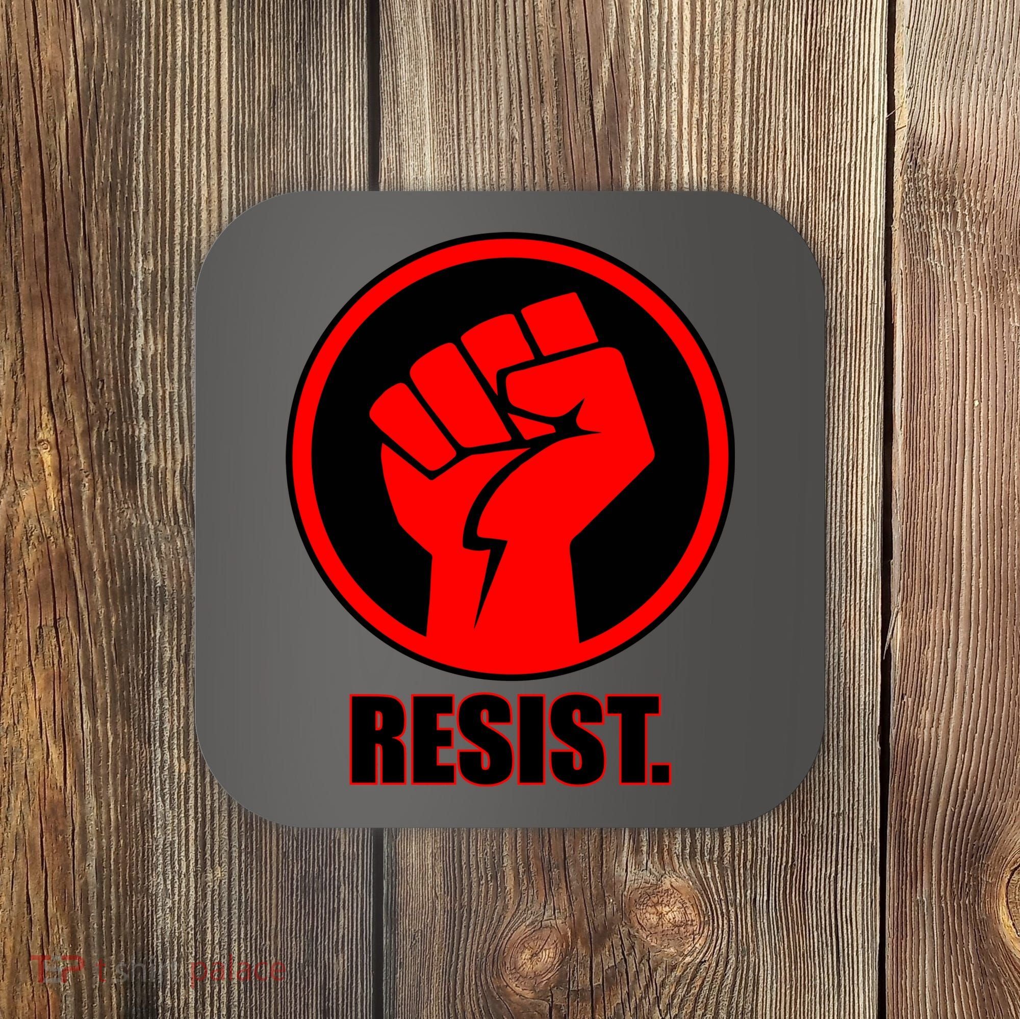 Resist Fist Circle Crest Resistance Anti Trump Coaster