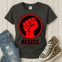 Resist Fist Circle Crest Resistance Anti Trump Women's T-Shirt thumb 3