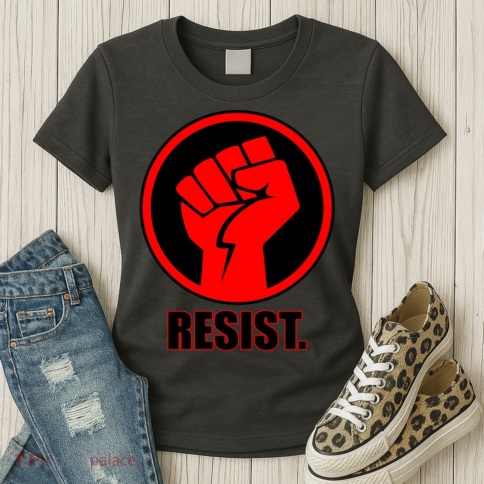 Resist Fist Circle Crest Resistance Anti Trump Women's T-Shirt