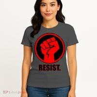 Resist Fist Circle Crest Resistance Anti Trump Women's T-Shirt thumb 4