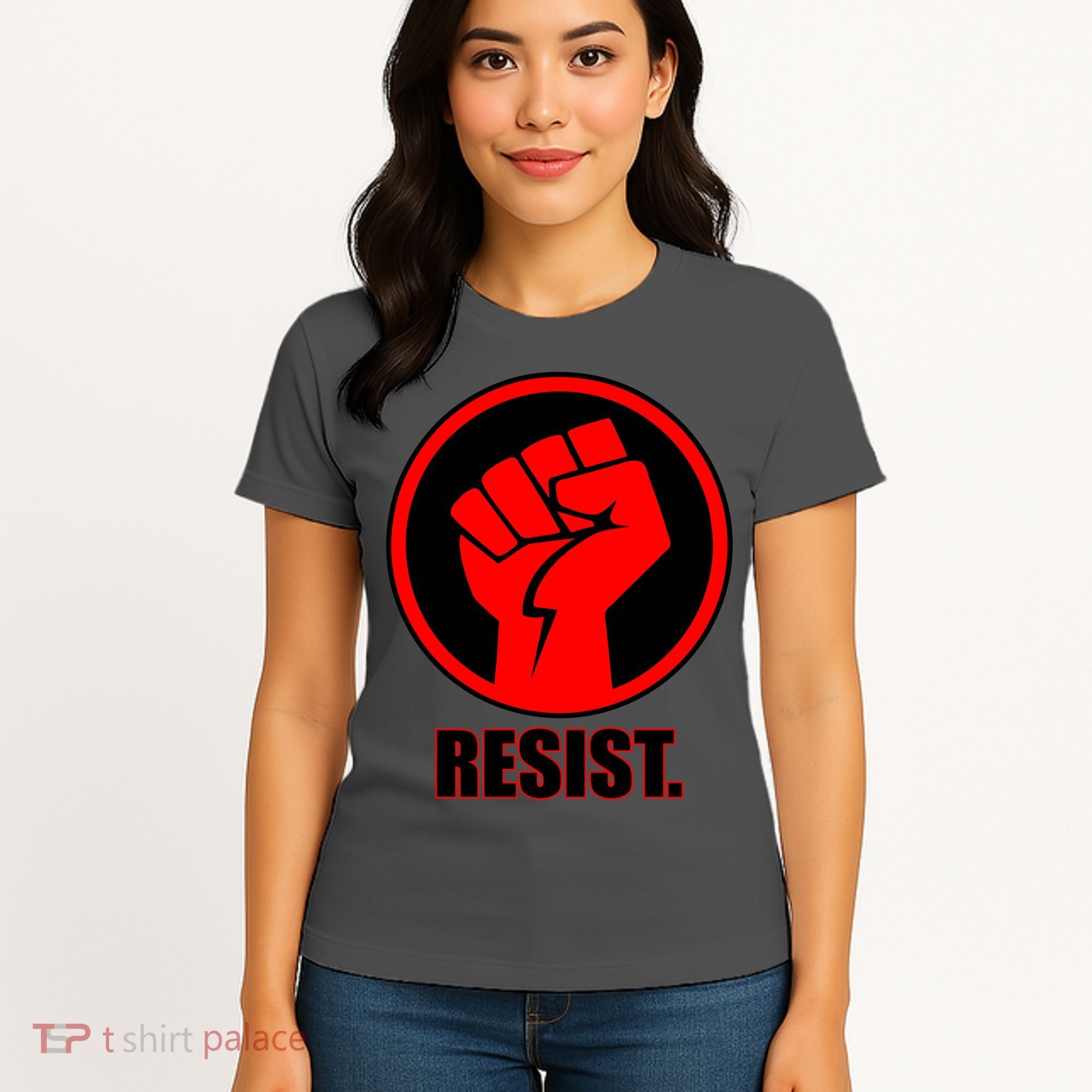 Resist Fist Circle Crest Resistance Anti Trump Women's T-Shirt