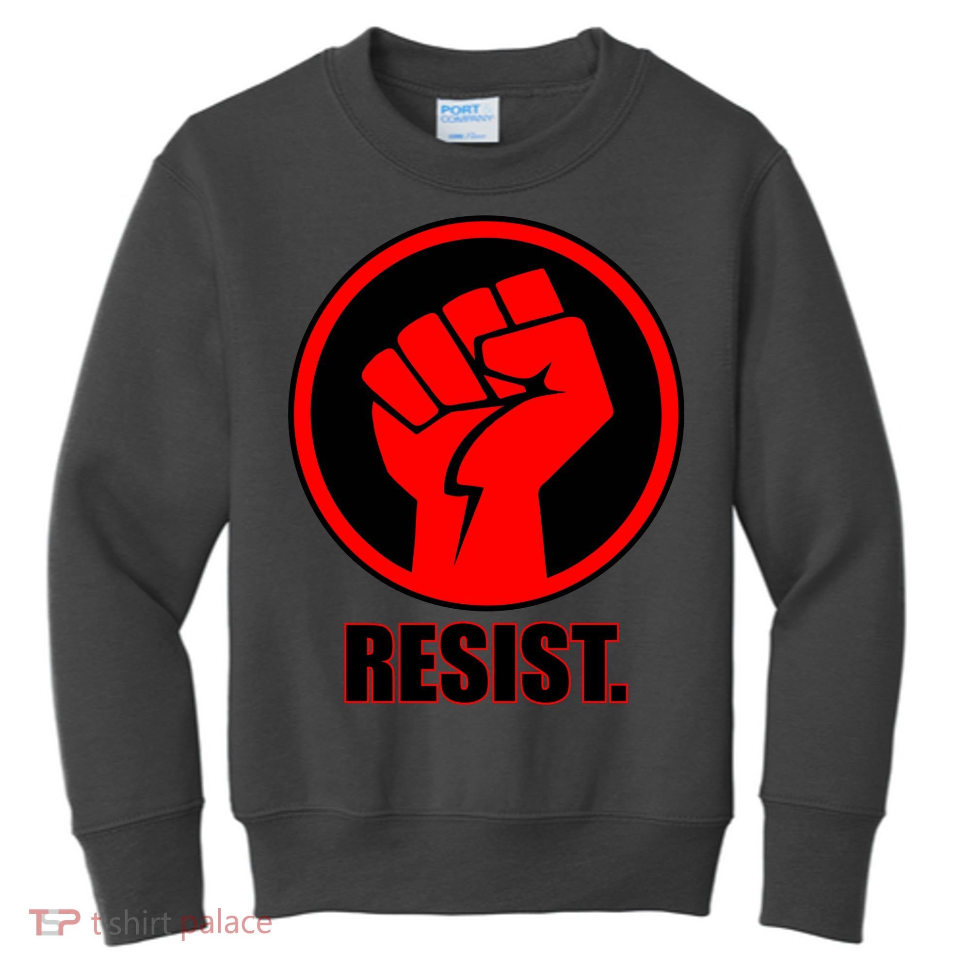 Resist Fist Circle Crest Resistance Anti Trump Kids Sweatshirt