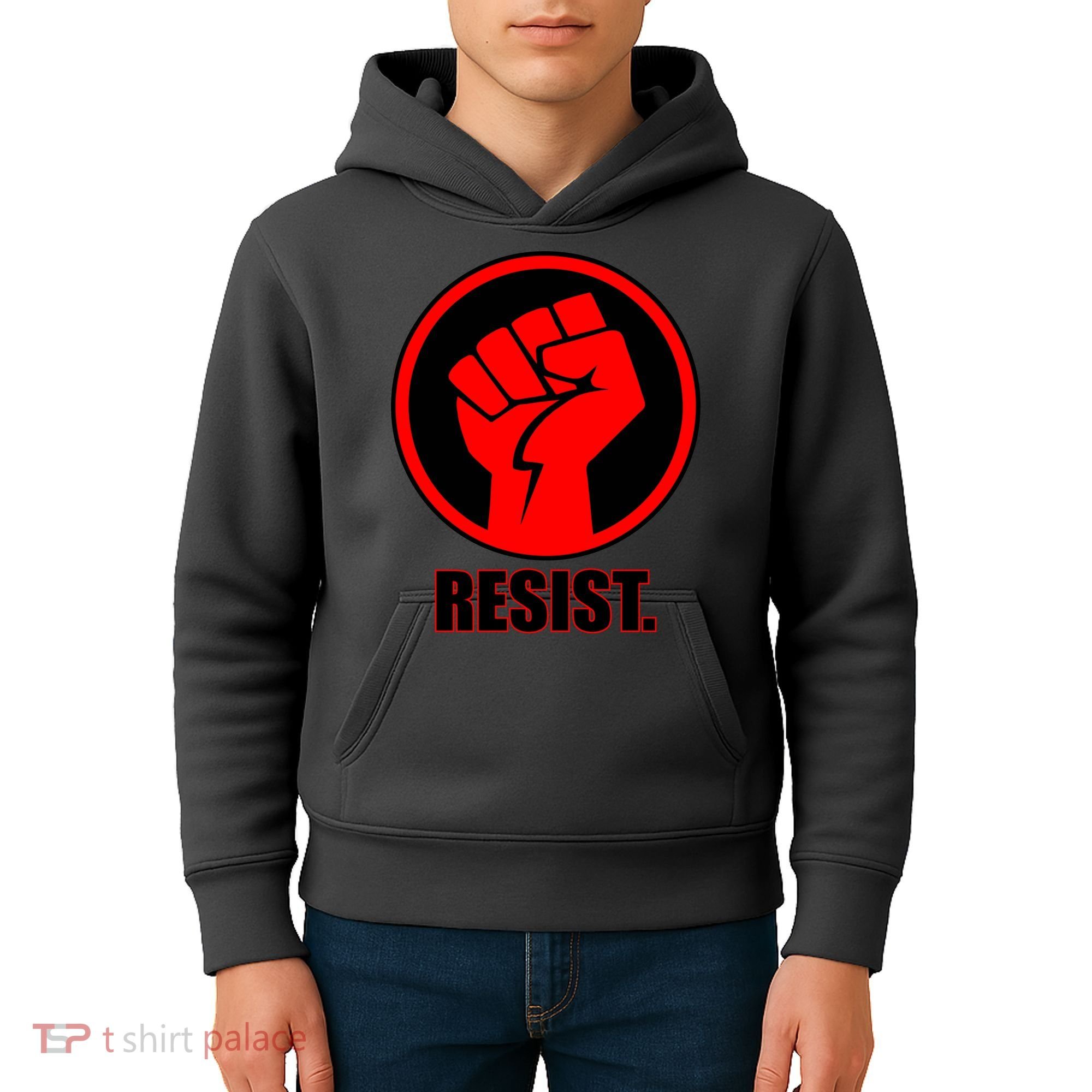 Resist Fist Circle Crest Resistance Anti Trump Kids Hoodie