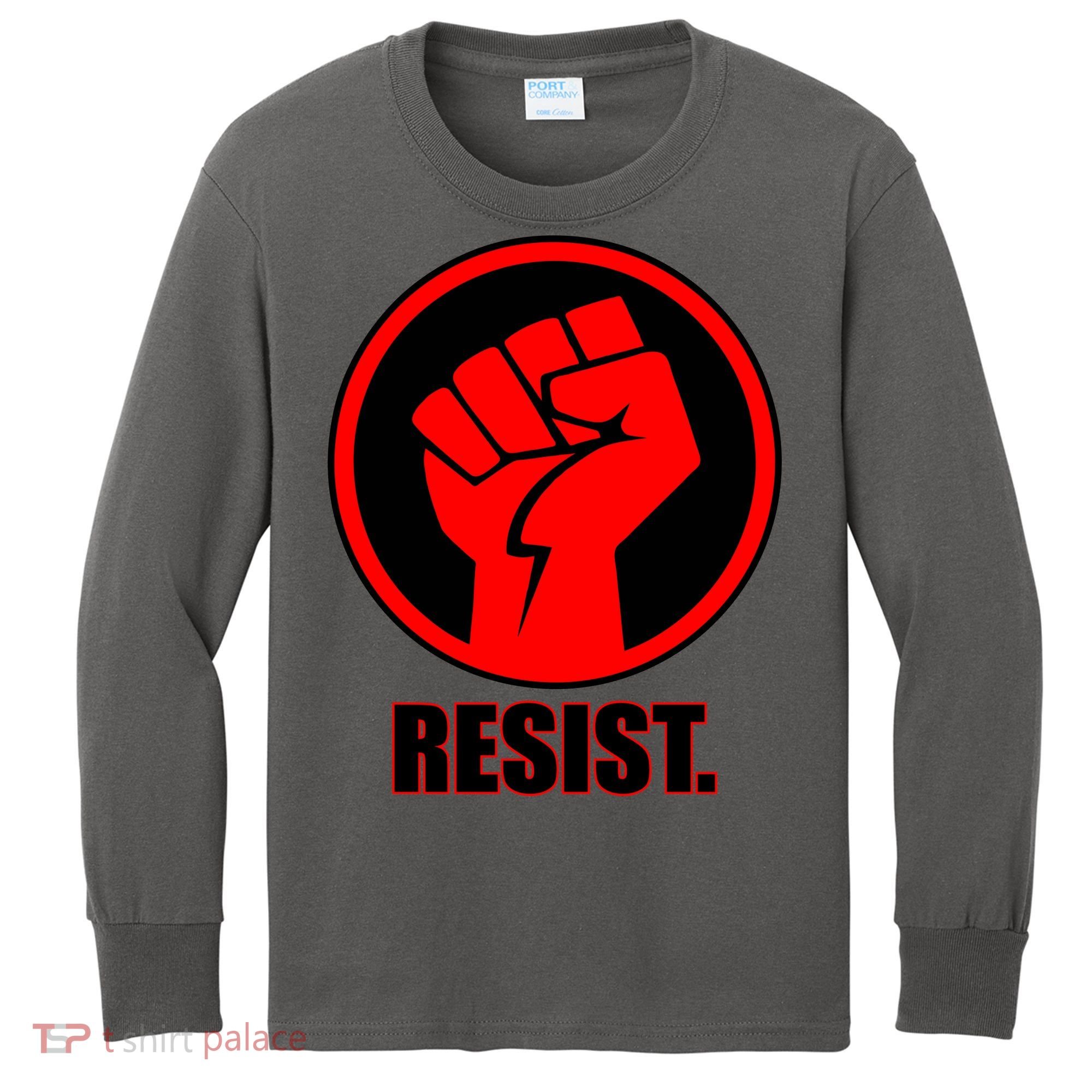 Resist Fist Circle Crest Resistance Anti Trump Kids Long Sleeve Shirt