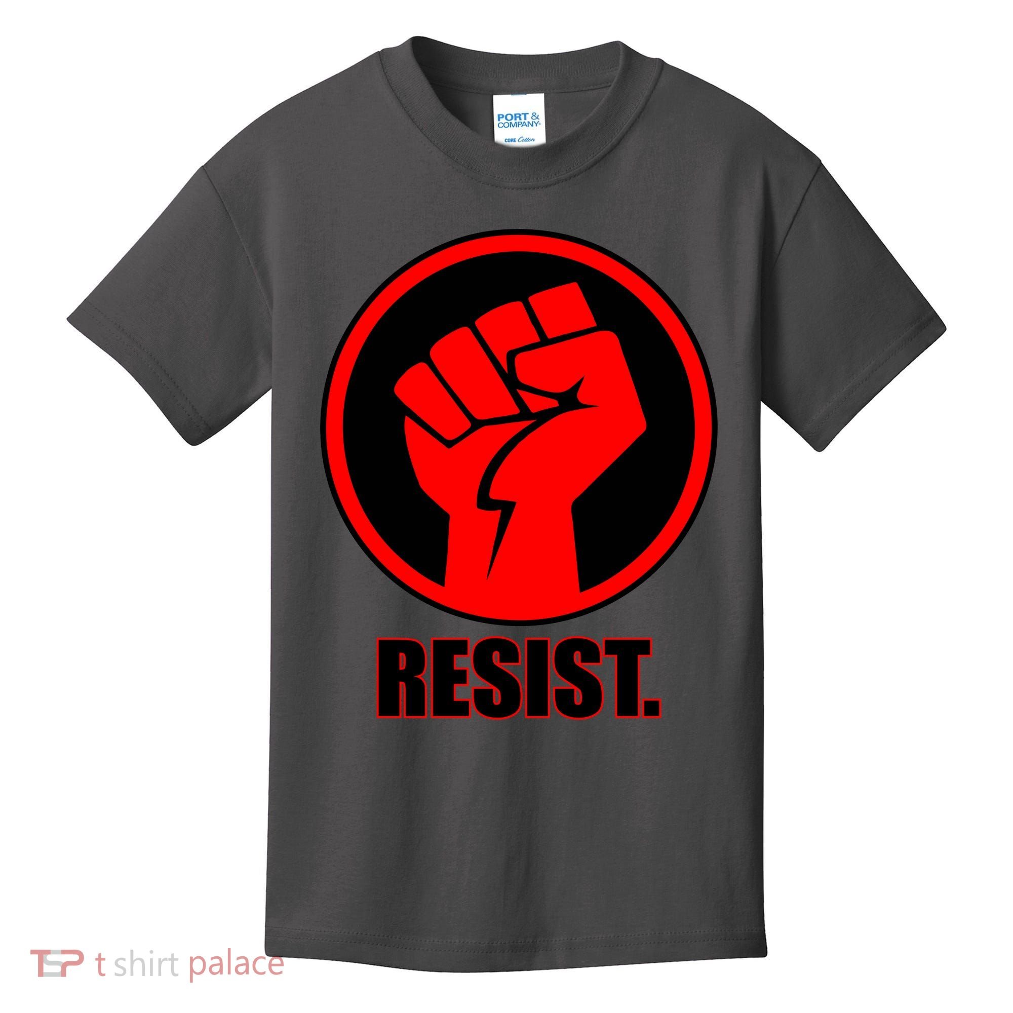 Resist Fist Circle Crest Resistance Anti Trump Kids T-Shirt