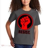 Resist Fist Circle Crest Resistance Anti Trump Kids T-Shirt thumb 2