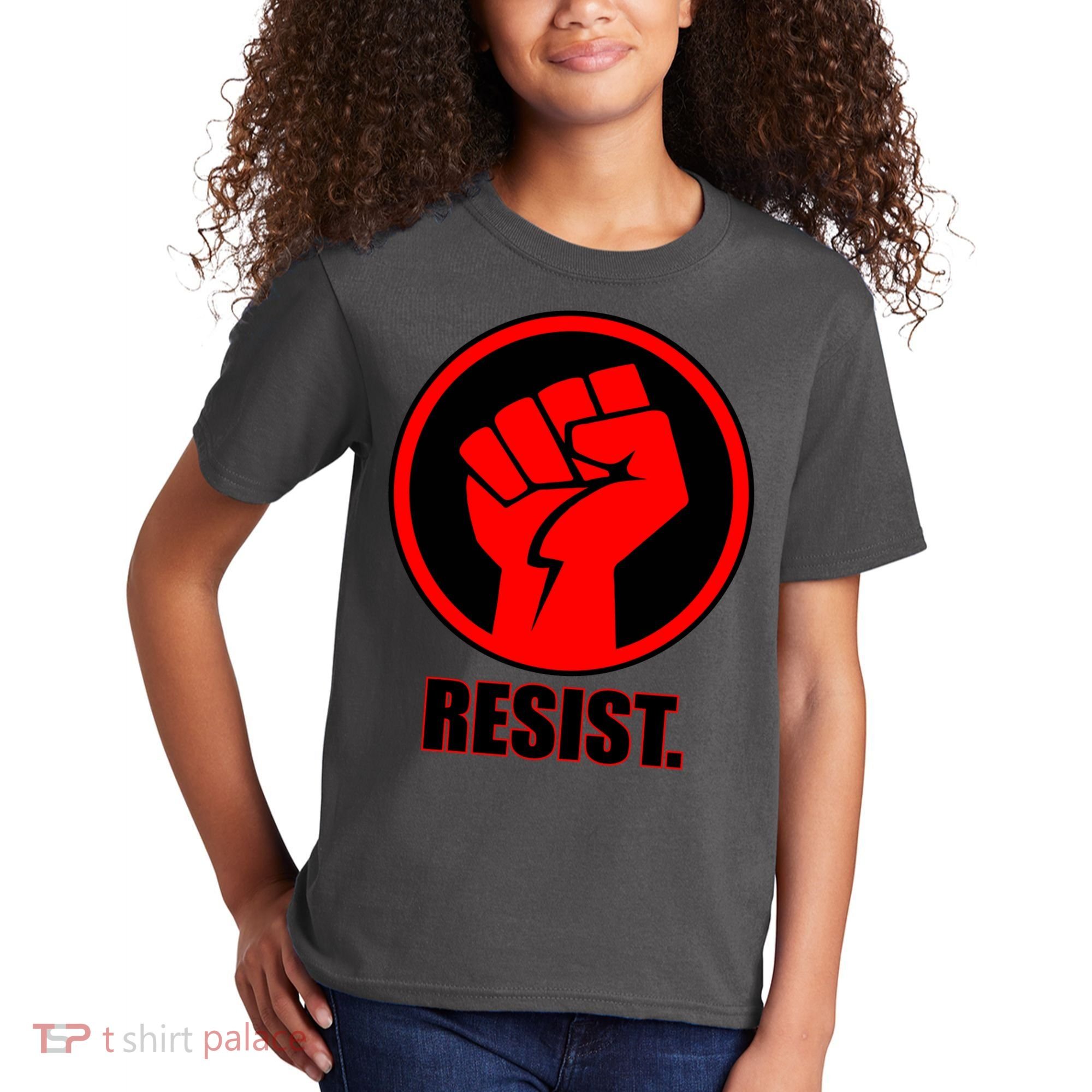 Resist Fist Circle Crest Resistance Anti Trump Kids T-Shirt