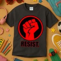 Resist Fist Circle Crest Resistance Anti Trump Kids T-Shirt thumb 3