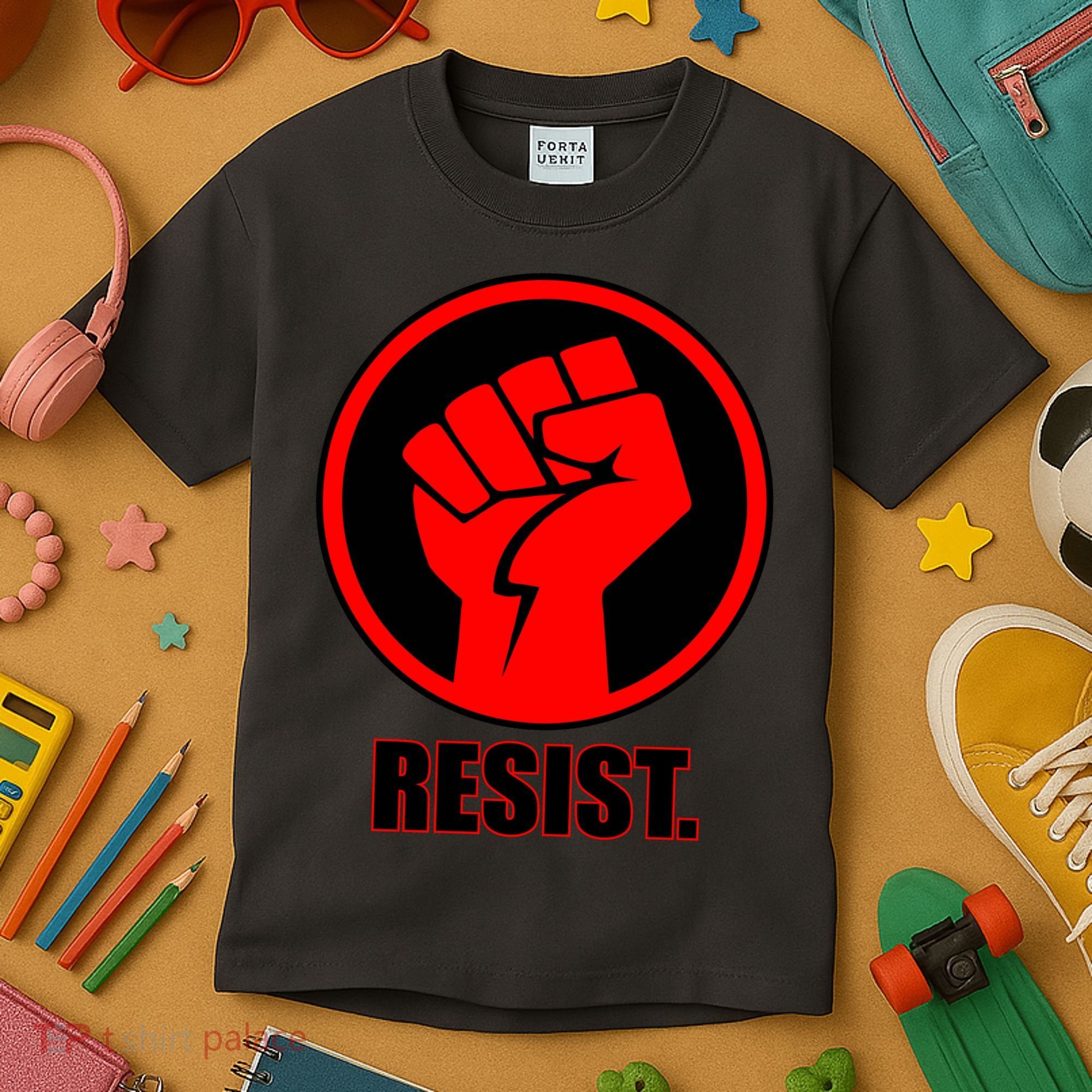 Resist Fist Circle Crest Resistance Anti Trump Kids T-Shirt