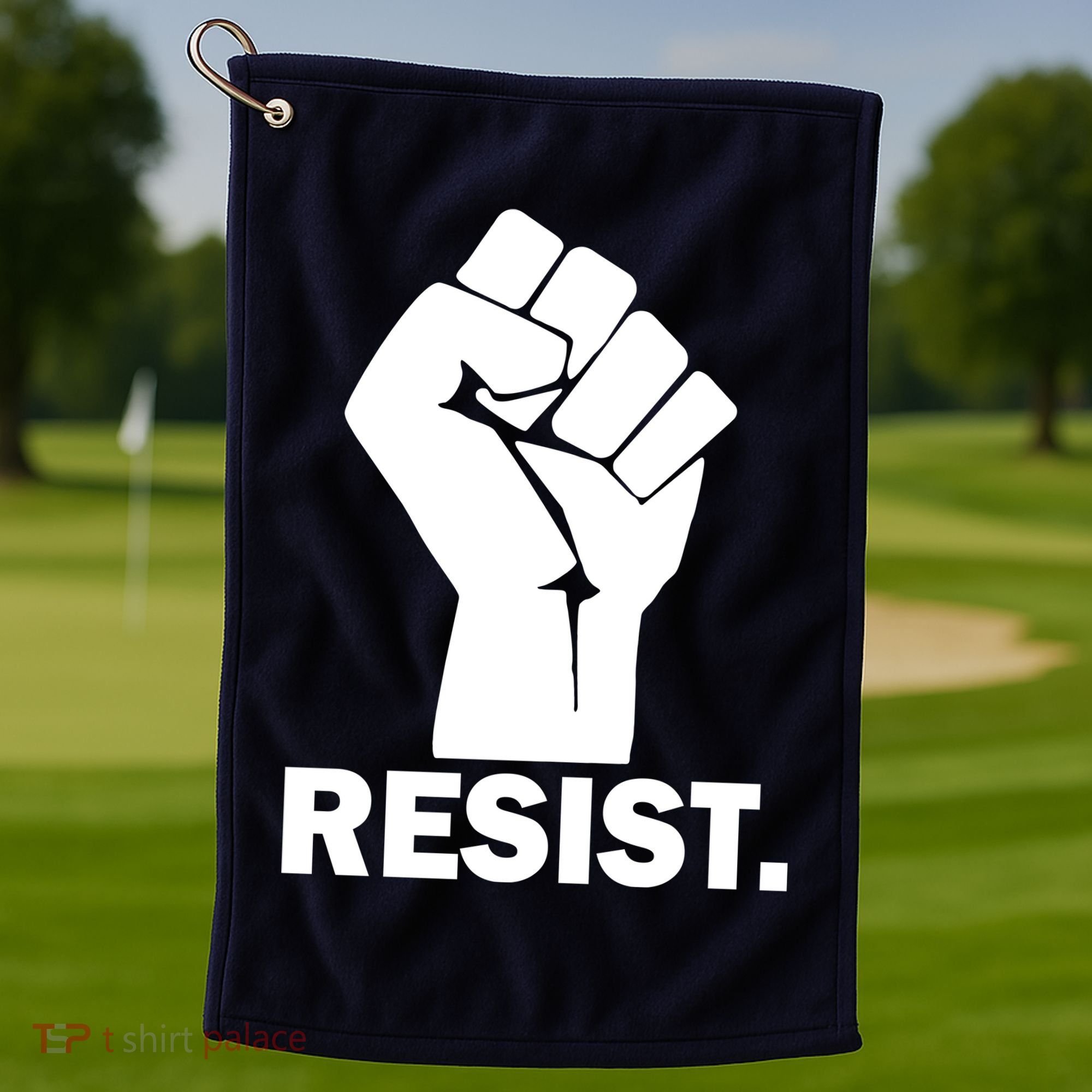 Resist Fist Logo Anti Trump Golf Towel