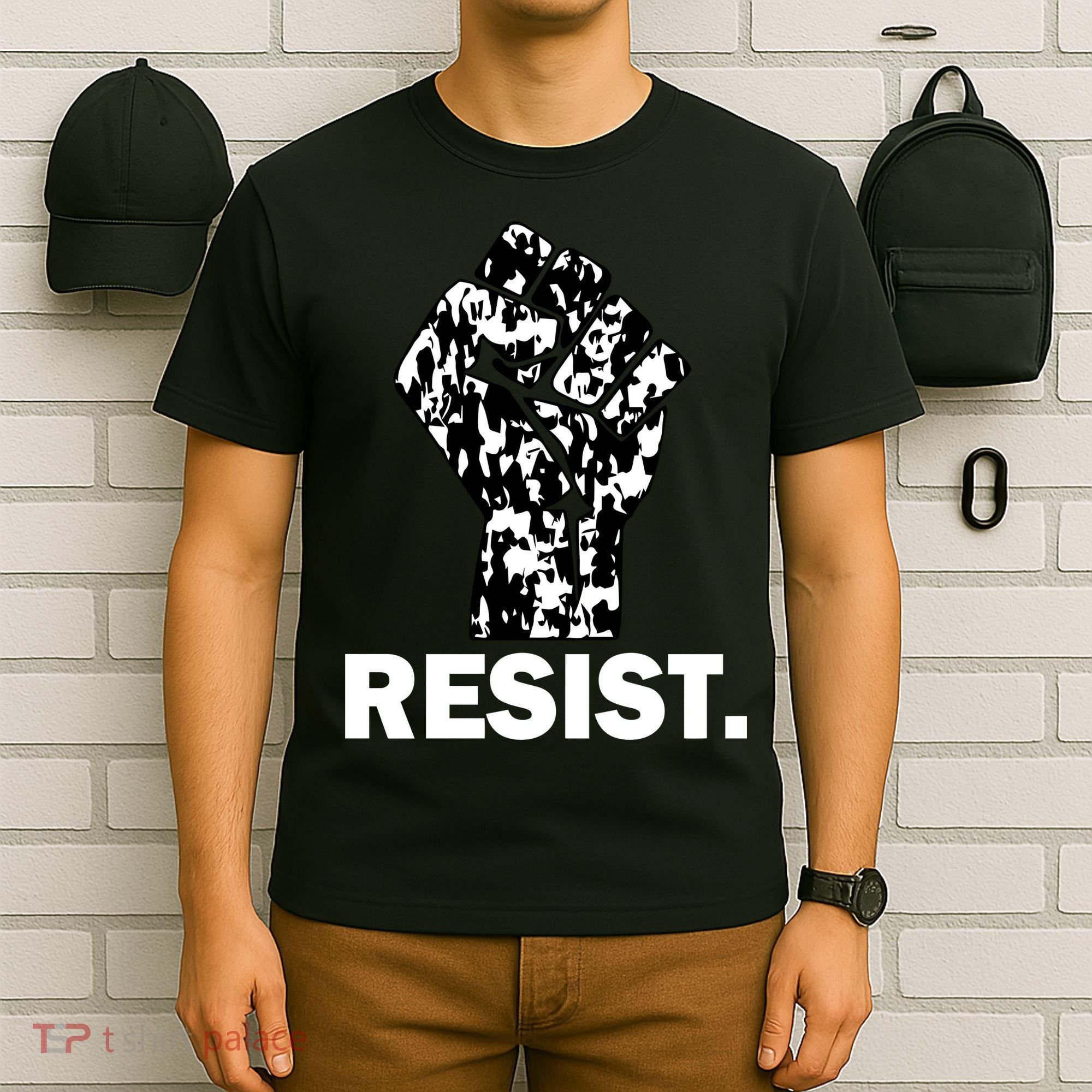 Resist Fist Pattern Hand T-Shirt
