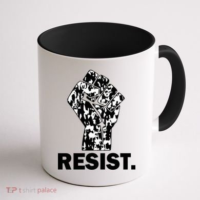 Resist Fist Pattern Hand Coffee Mug back