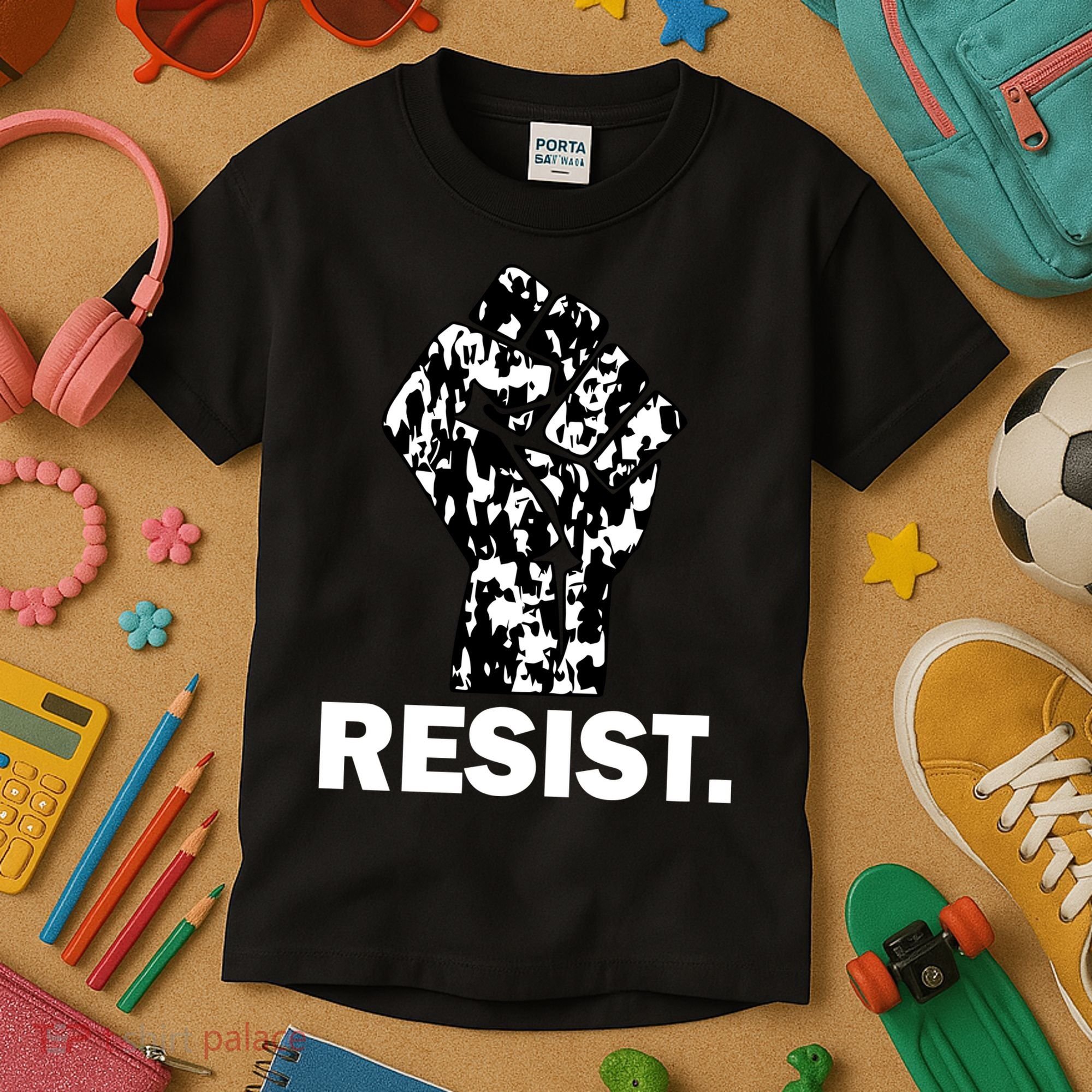 Resist Fist Pattern Hand Kids T-Shirt