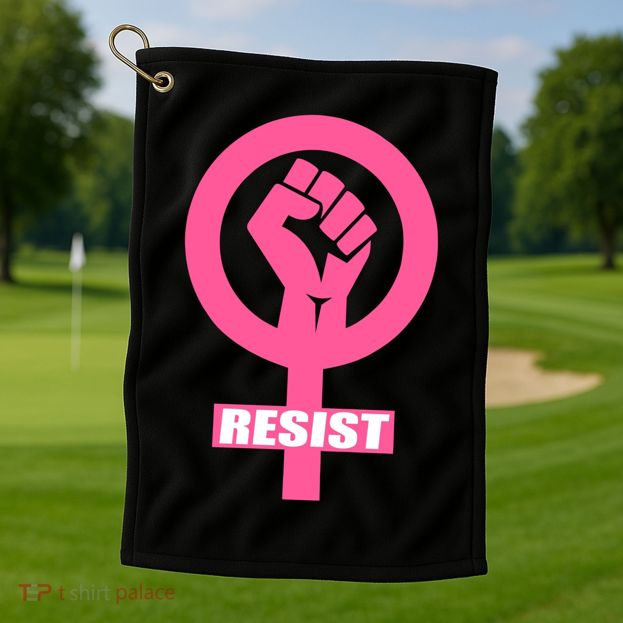 Resist Fist Women's Rights Logo Anti Trump Protest Golf Towel