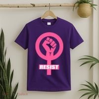 Resist Fist Women's Rights Logo Anti Trump Protest T-Shirt thumb 2
