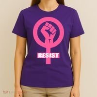 Resist Fist Women's Rights Logo Anti Trump Protest T-Shirt thumb 4