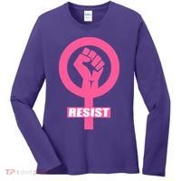 Resist Fist Women's Rights Logo Anti Trump Protest Women's Long Sleeve Shirt thumb 0