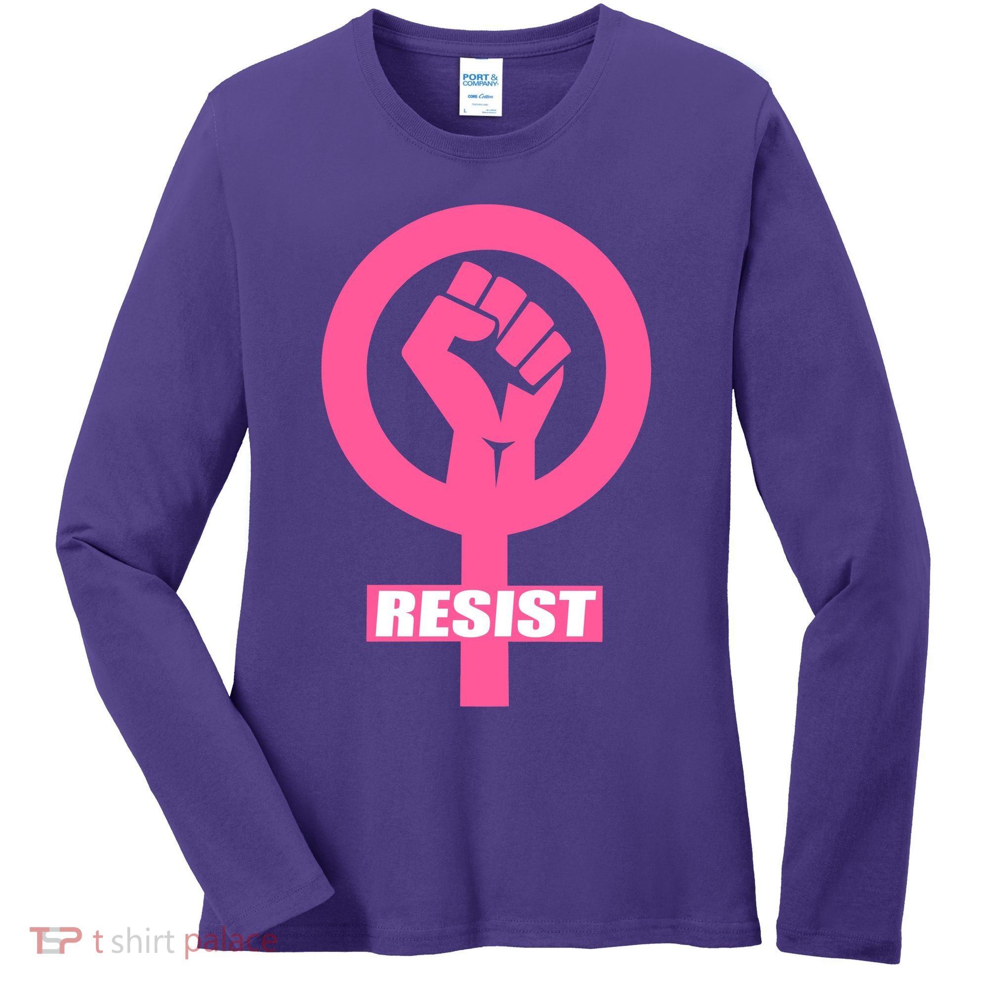 Resist Fist Women's Rights Logo Anti Trump Protest Women's Long Sleeve Shirt