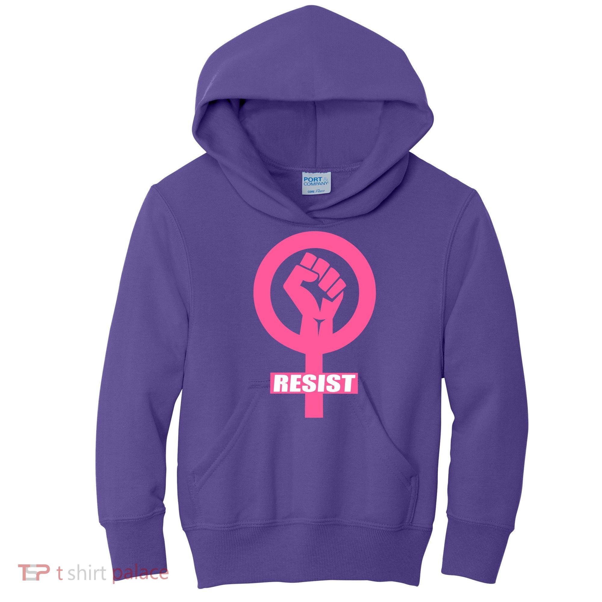 Resist Fist Women's Rights Logo Anti Trump Protest Kids Hoodie