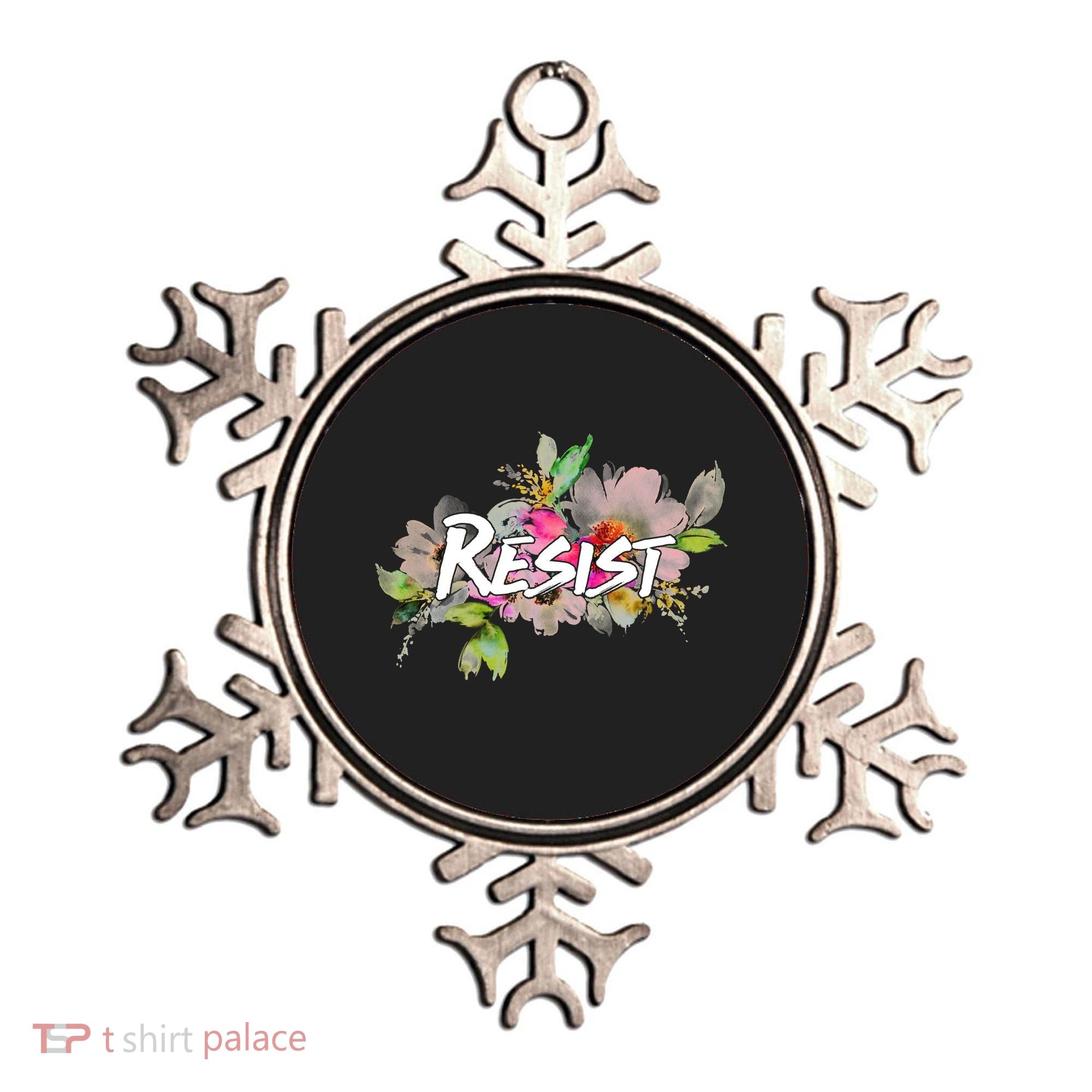 Resist Flower Logo Ornament