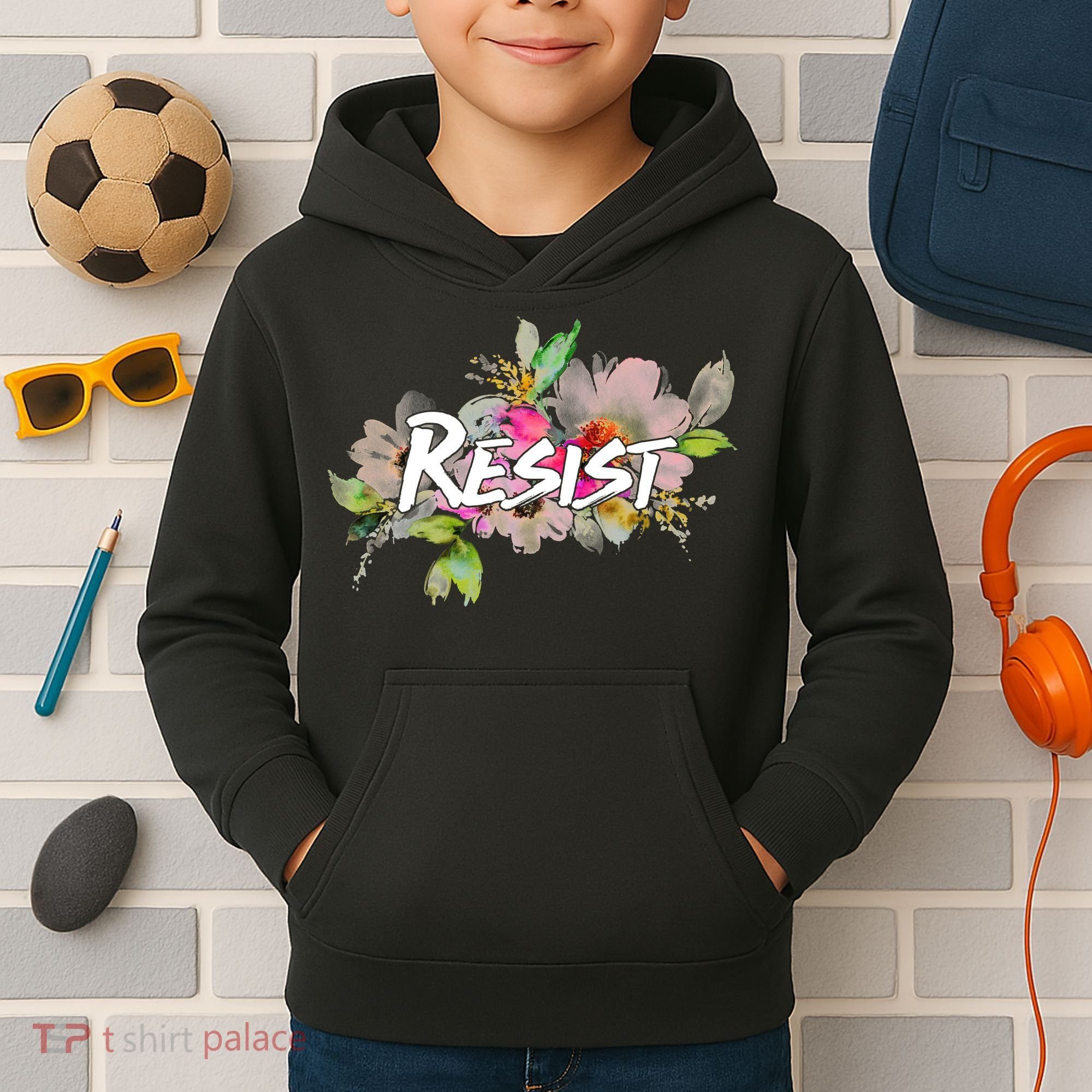 Resist Flower Logo Kids Hoodie