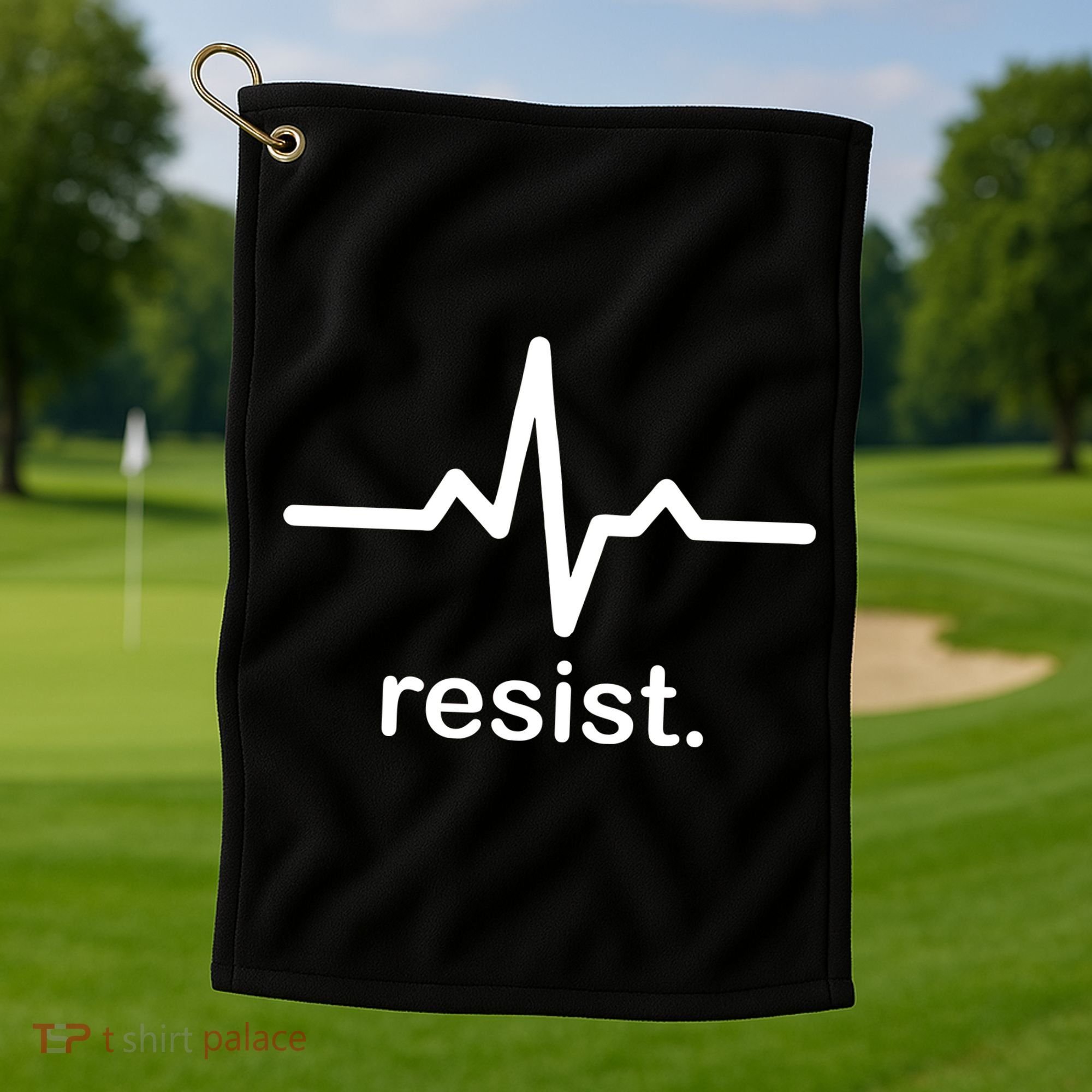 Resist Heart Beat Resistance Logo Golf Towel