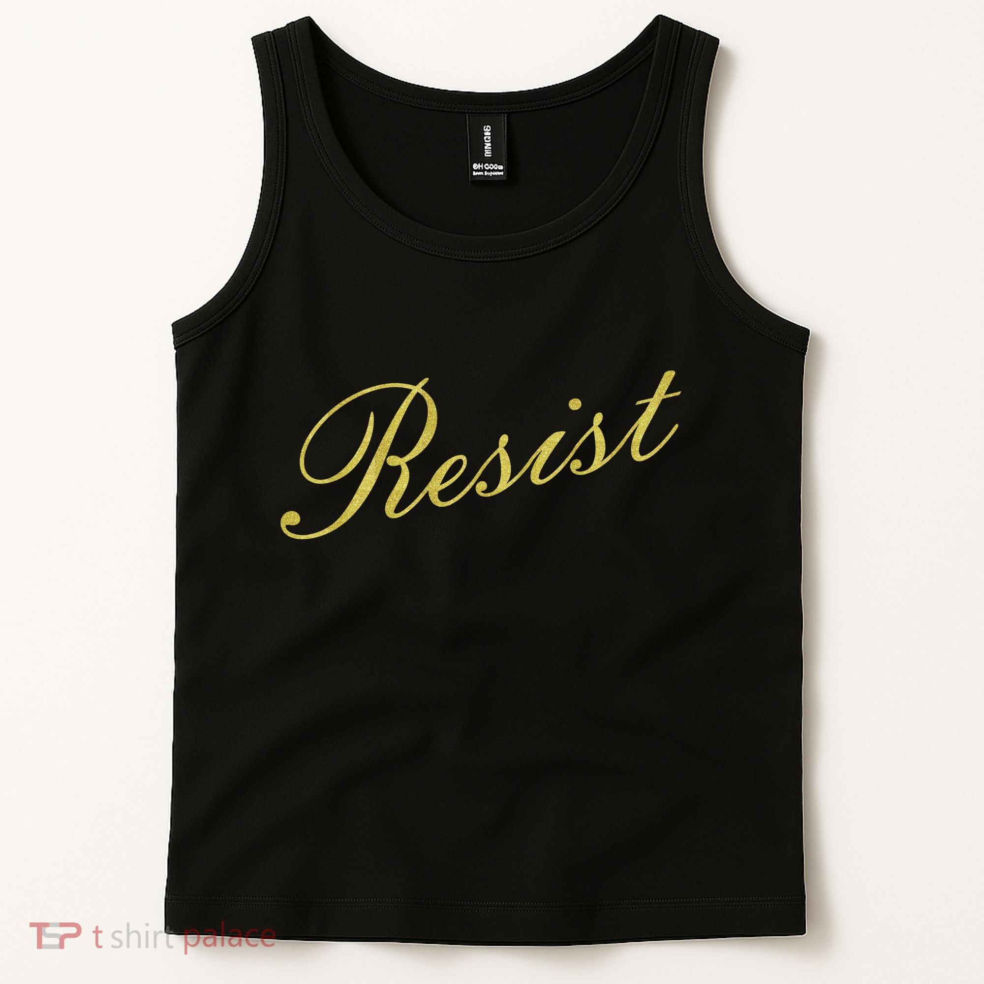 Resist Limited Gold Script Tank Top