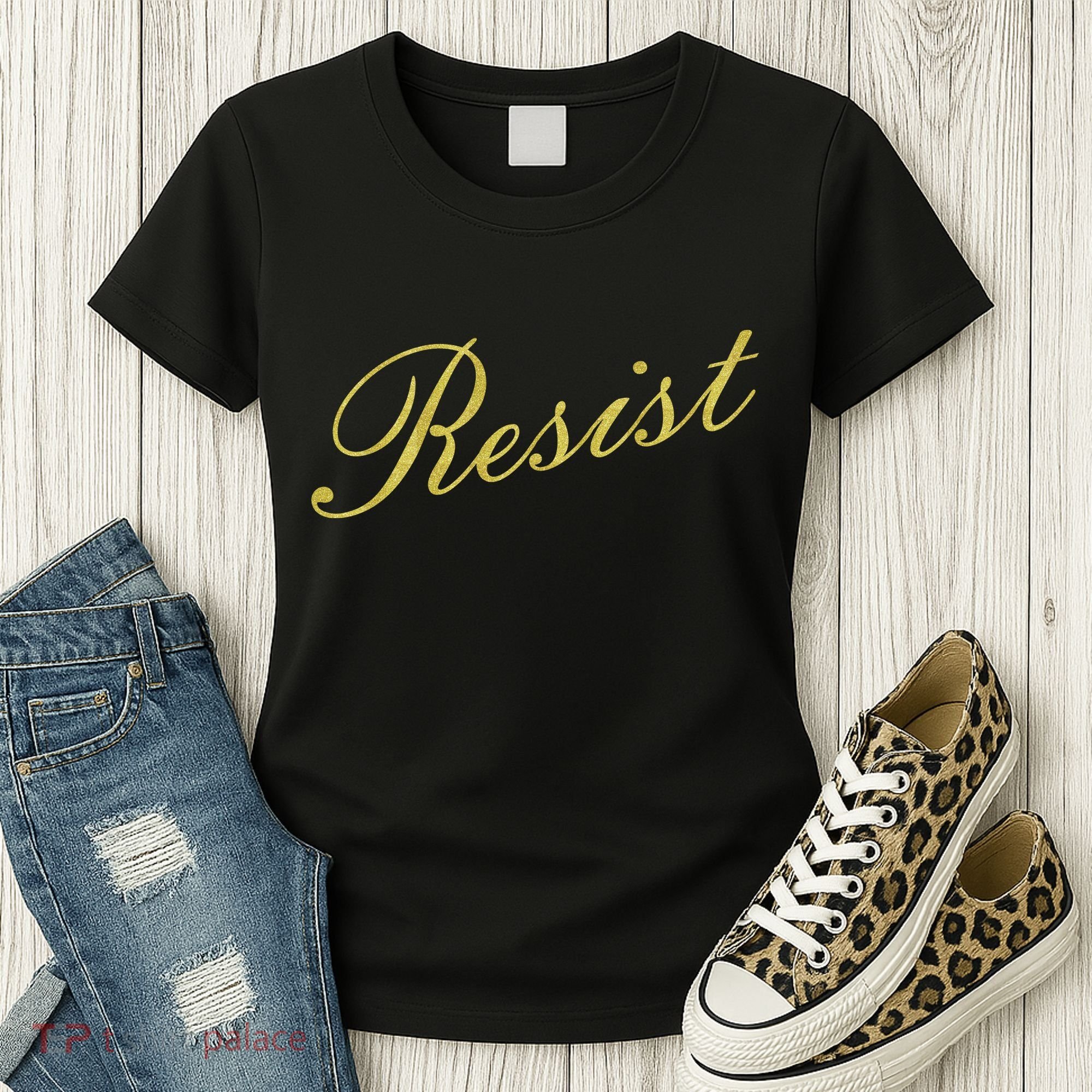 Resist Limited Gold Script Women's T-Shirt