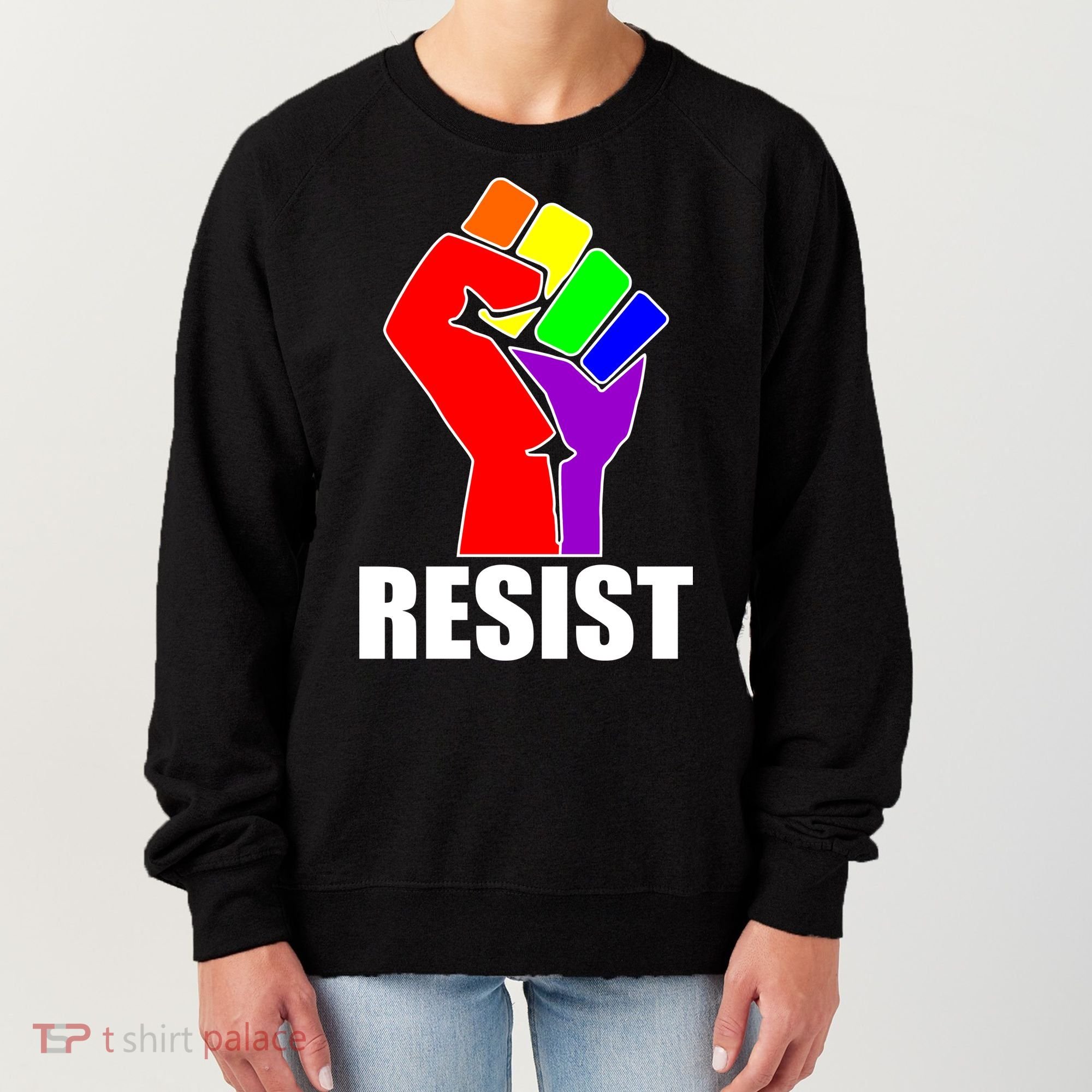 Resist Rainbow Fist National Pride Equality March Women's Sweatshirt