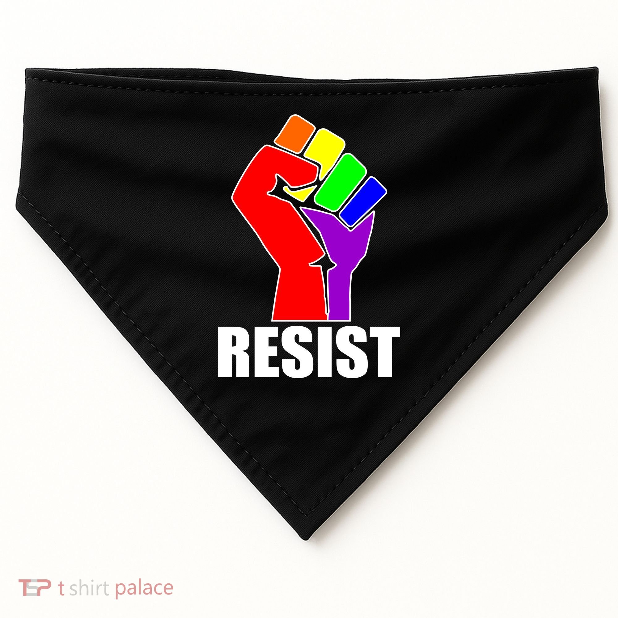 Resist Rainbow Fist National Pride Equality March USA-Made Doggie Bandana