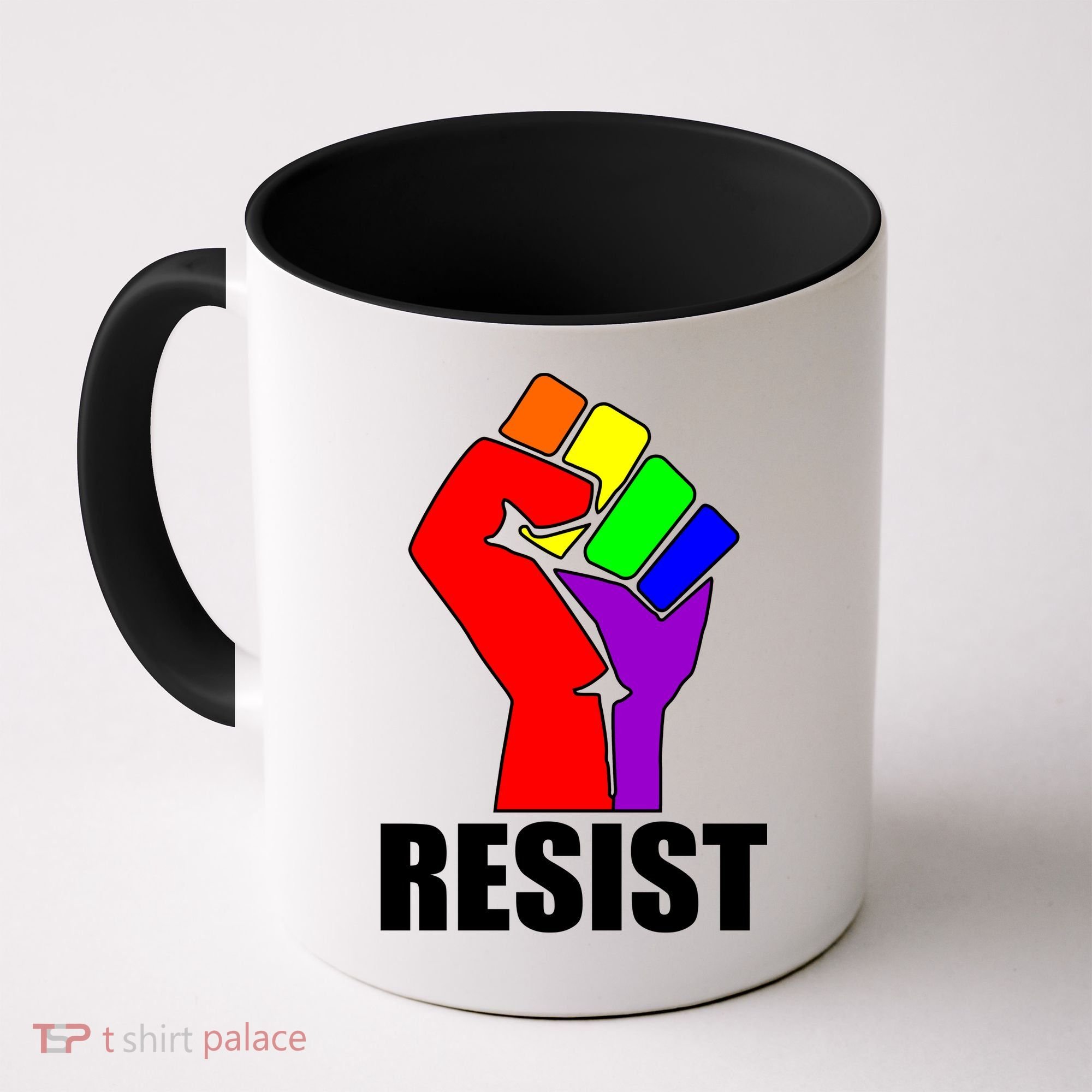 Resist Rainbow Fist National Pride Equality March Coffee Mug