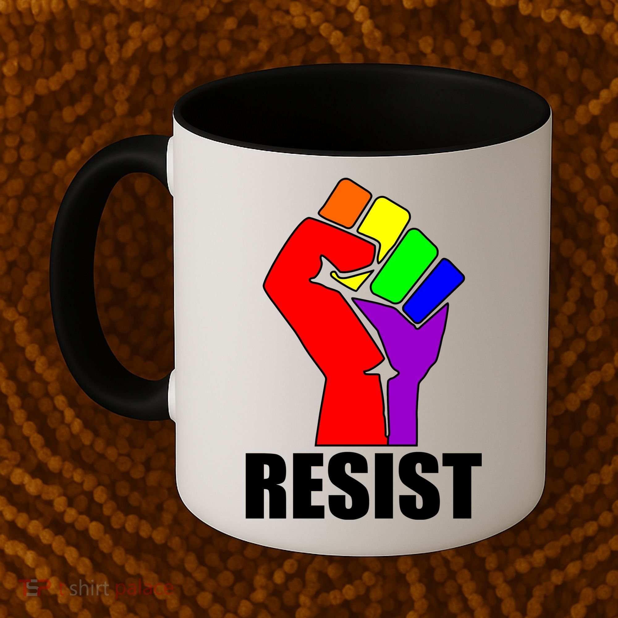 Resist Rainbow Fist National Pride Equality March Coffee Mug