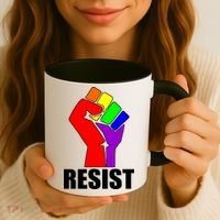 Resist Rainbow Fist National Pride Equality March Coffee Mug thumb 3