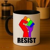 Resist Rainbow Fist National Pride Equality March Coffee Mug thumb 4