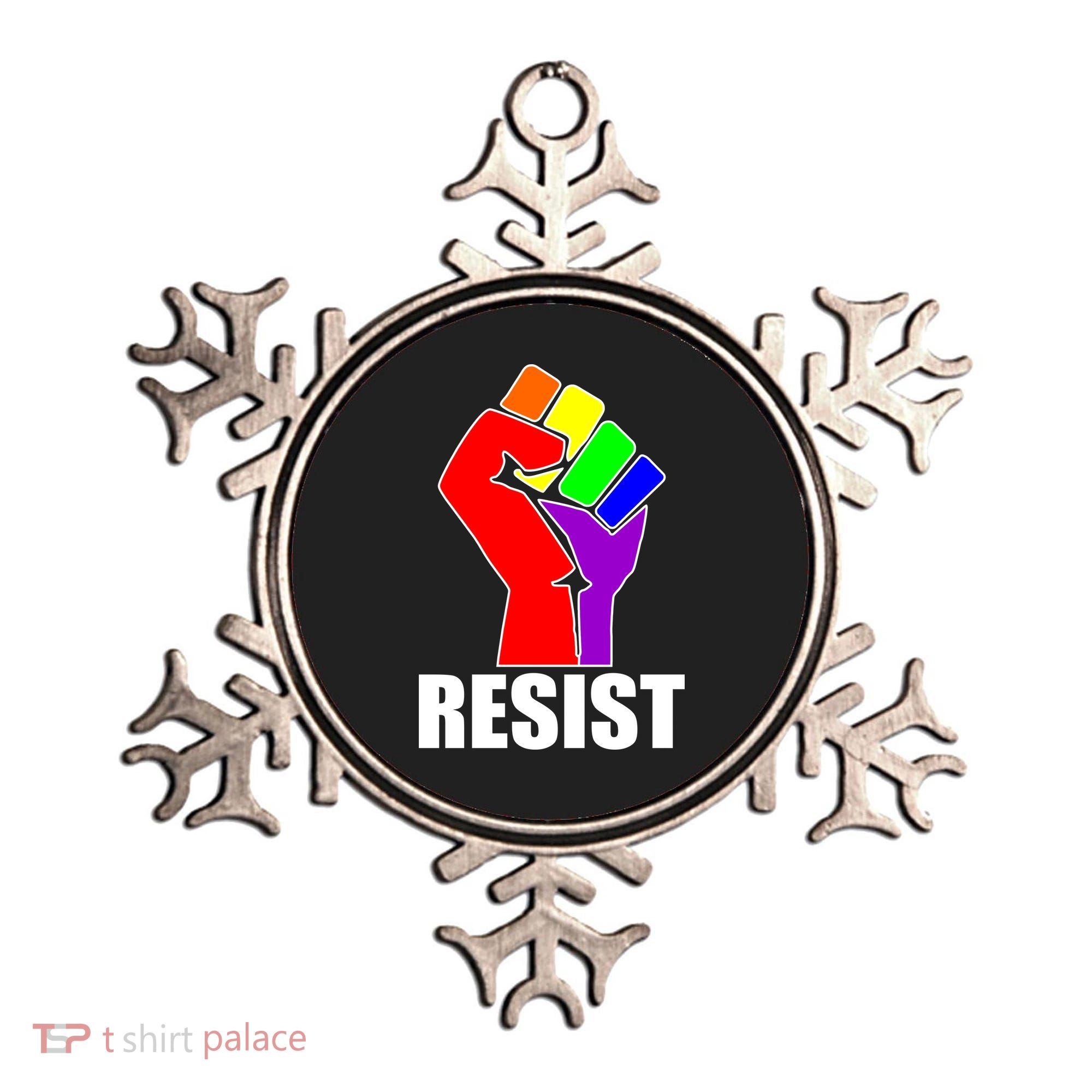 Resist Rainbow Fist National Pride Equality March Ornament
