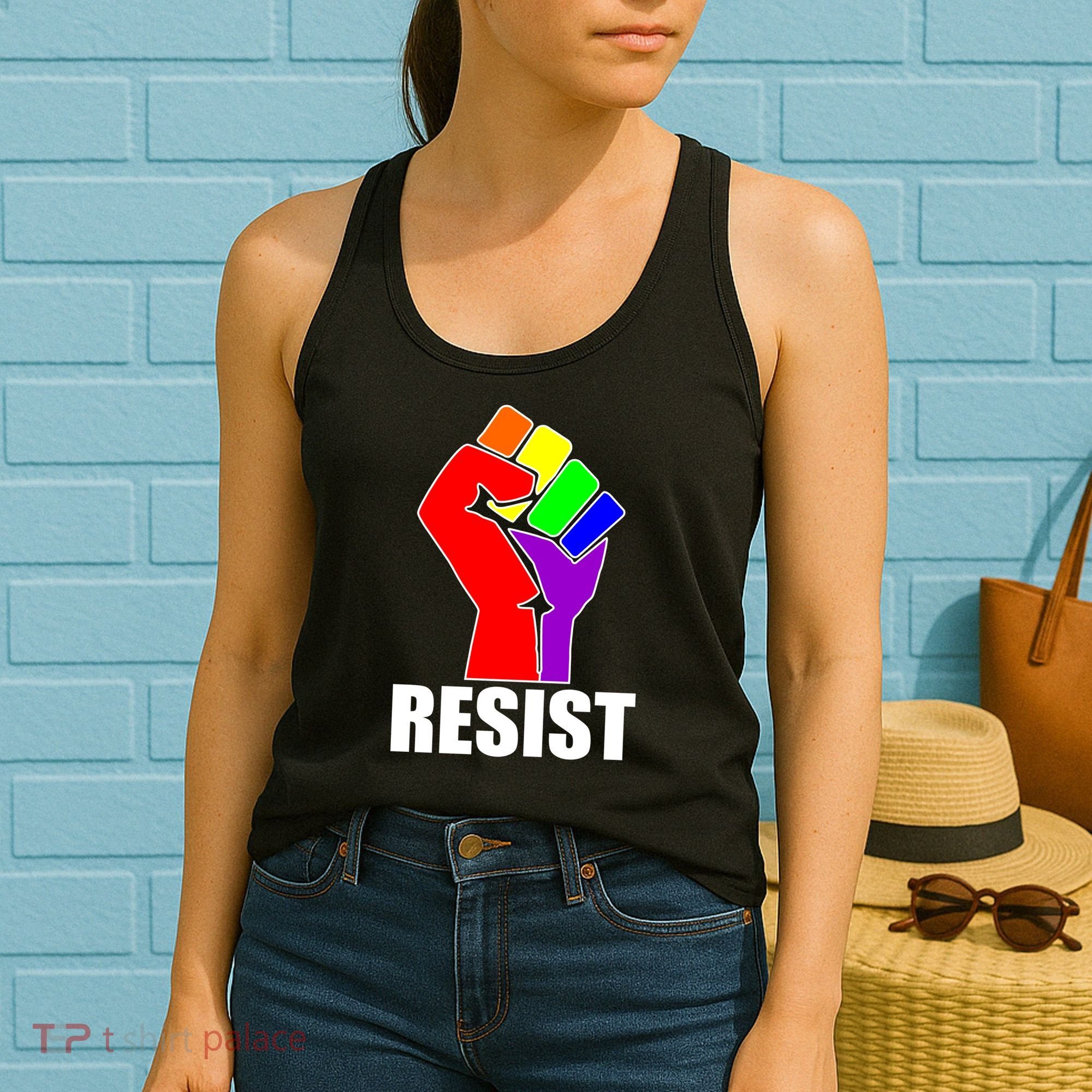 Resist Rainbow Fist National Pride Equality March Women's Tank Top