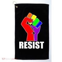 Resist Rainbow Fist National Pride Equality March Golf Towel thumb 0