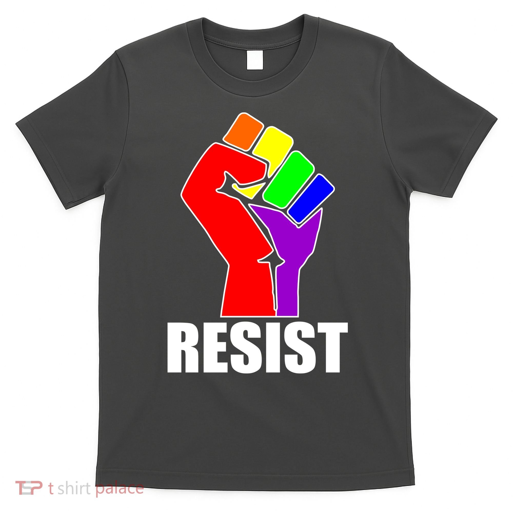 Resist Rainbow Fist National Pride Equality March T-Shirt