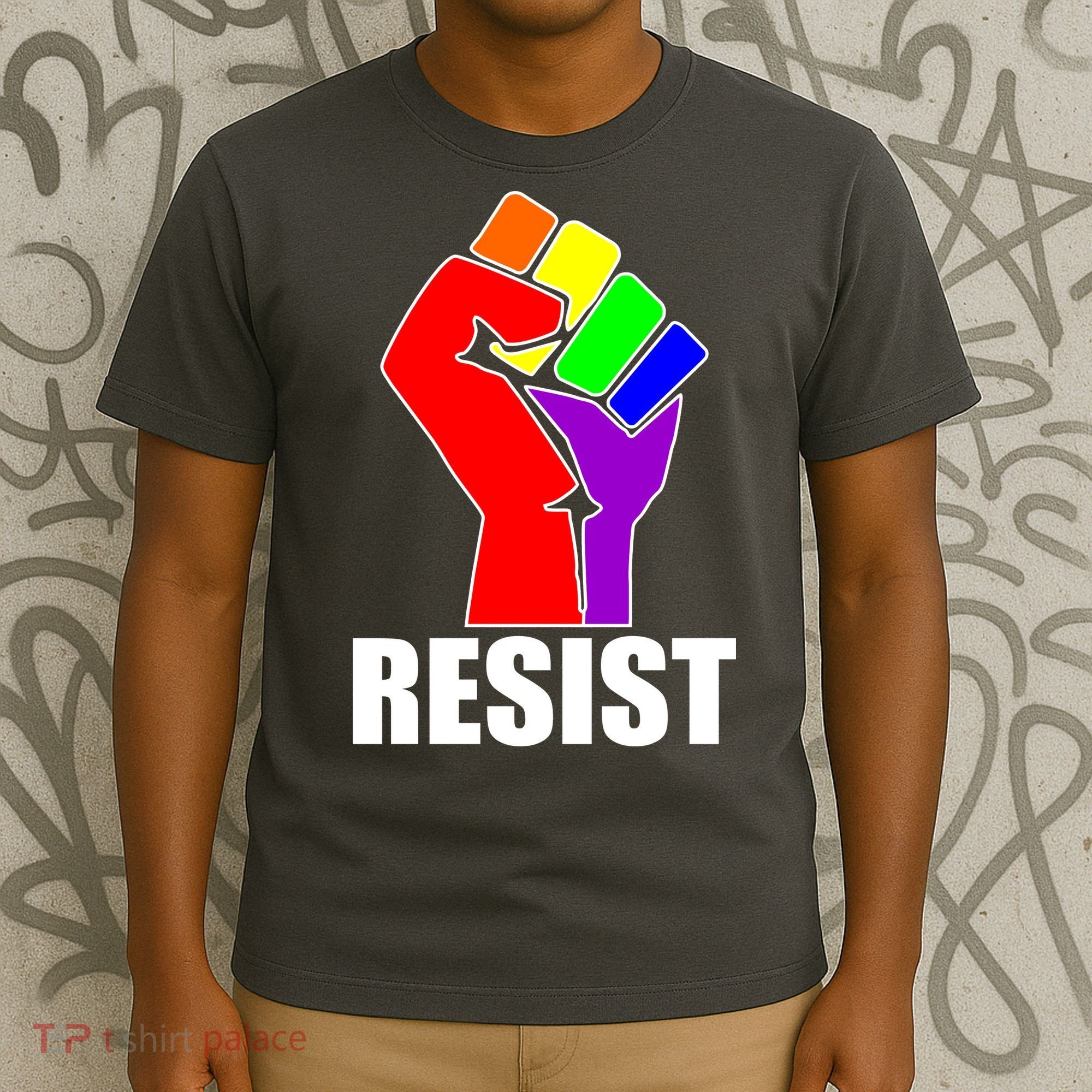 Resist Rainbow Fist National Pride Equality March T-Shirt