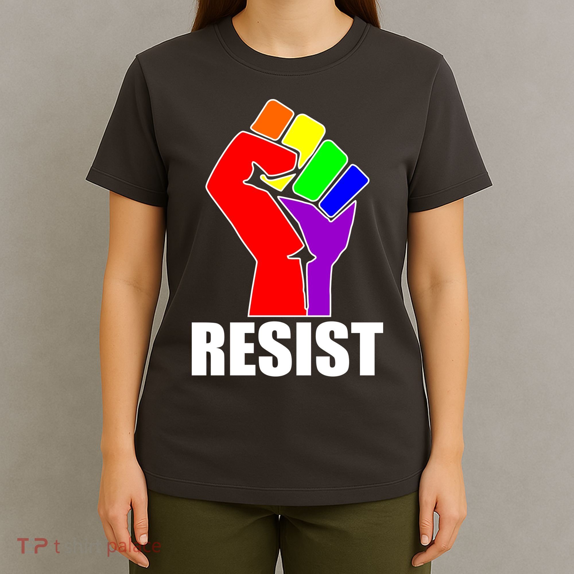 Resist Rainbow Fist National Pride Equality March T-Shirt