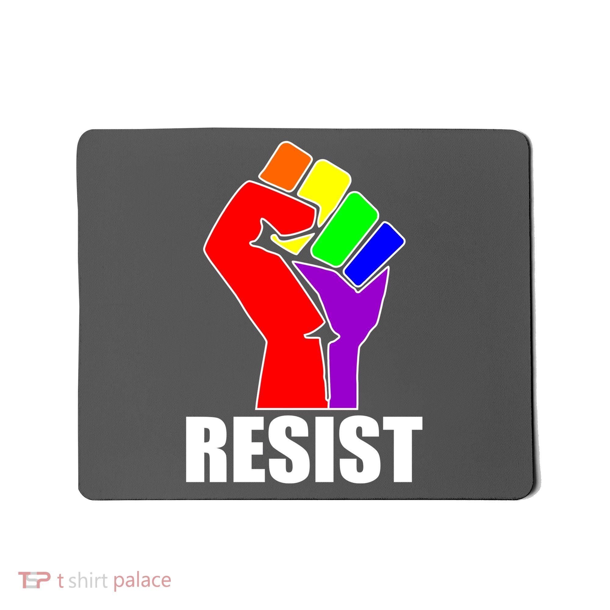 Resist Rainbow Fist National Pride Equality March Mousepad