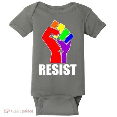 Resist Rainbow Fist National Pride Equality March Baby Bodysuit