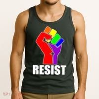 Resist Rainbow Fist National Pride Equality March Tank Top thumb 3