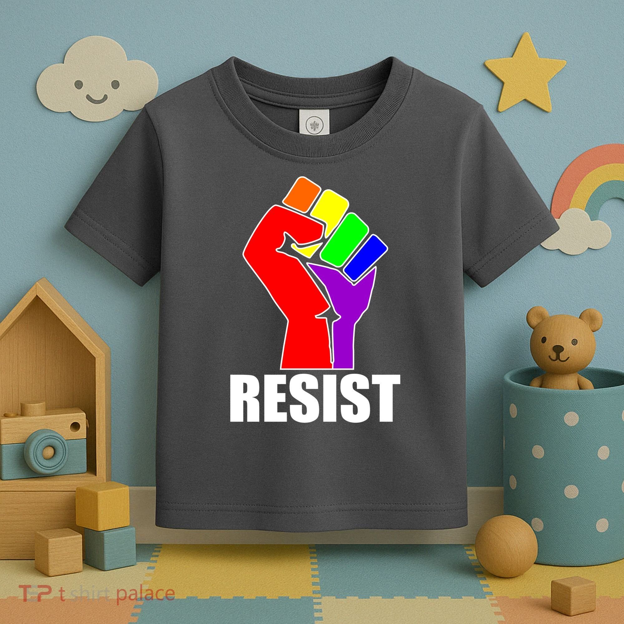 Resist Rainbow Fist National Pride Equality March Toddler T-Shirt