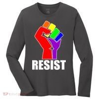 Resist Rainbow Fist National Pride Equality March Women's Long Sleeve Shirt thumb 0